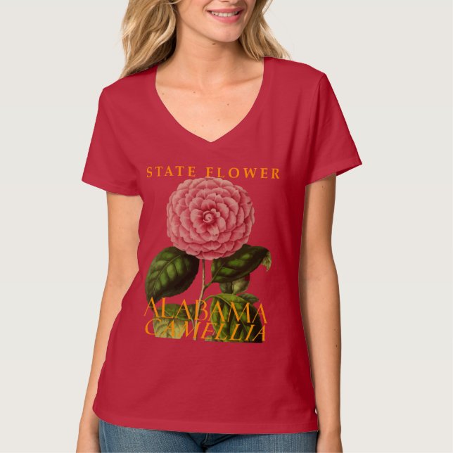 Alabama-området blommar i Camellia T Shirt (Framsida)