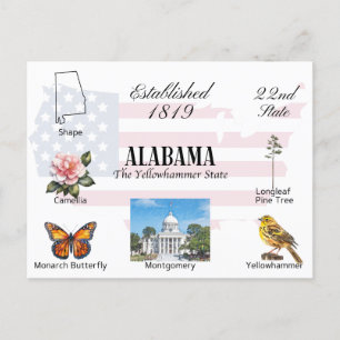 Alabama Postcard ange teman och riktmärken Vykort