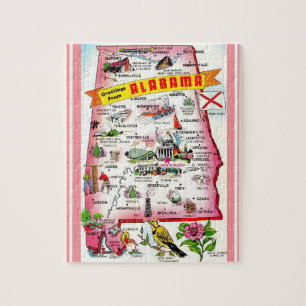 Alabama Postcard Karta Jigszle Puzzle Pussel