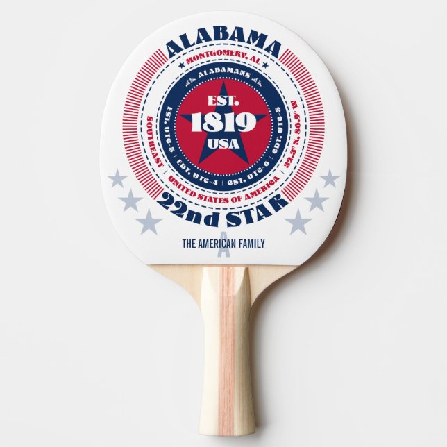 Alabama Pride Circular Typography Monogram Pingisracket (Framsidan)