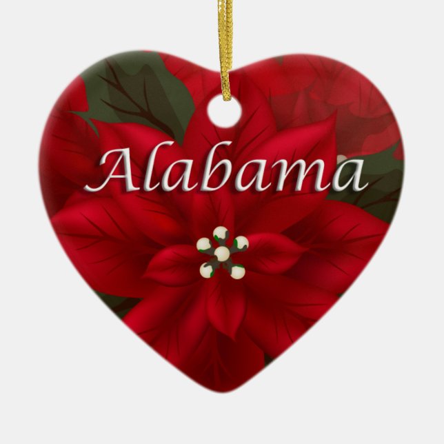 Alabama Red Poinsettia Heart Ornament (Framsidan)