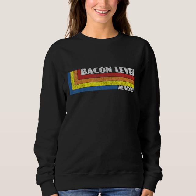 Alabama  Retro Weird Souvenir Bacon Level Maryland T Shirt (Framsida)