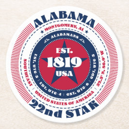 Alabama Rött vitt blått Typografi Underlägg Papper Rund