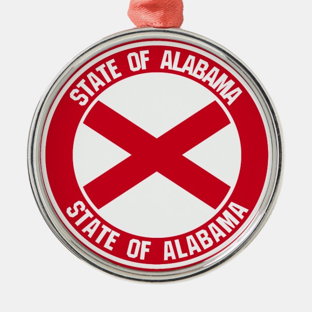 Alabama Round Emblem Julgransprydnad Metall (Framsidan)