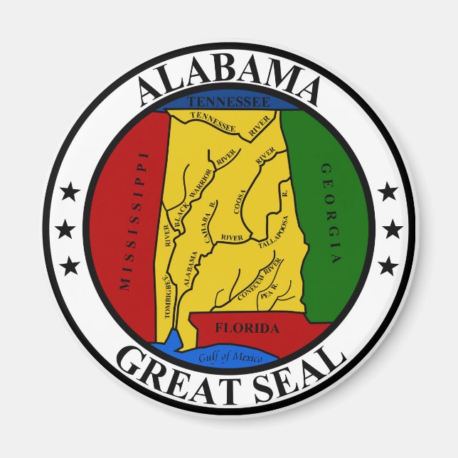 Alabama säl förenade stater america flagga symbolr magnet (Framsidan)