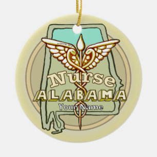 Alabama Sjuksköterska Caduceus Julgransprydnad Keramik