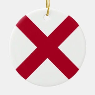 Alabama: St Andrew Crimson Kor Flagga Julgransprydnad Keramik