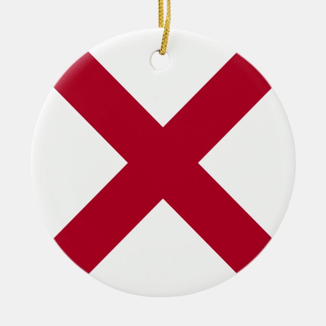 Alabama: St Andrew Crimson Kor Flagga Julgransprydnad Keramik (Framsidan)