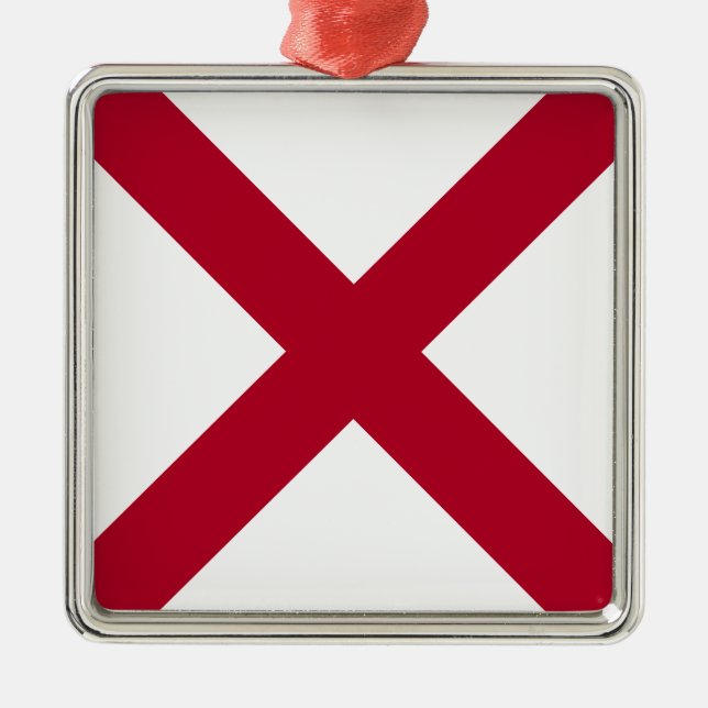 Alabama: St Andrew Crimson Kor Flagga Julgransprydnad Metall (Framsidan)
