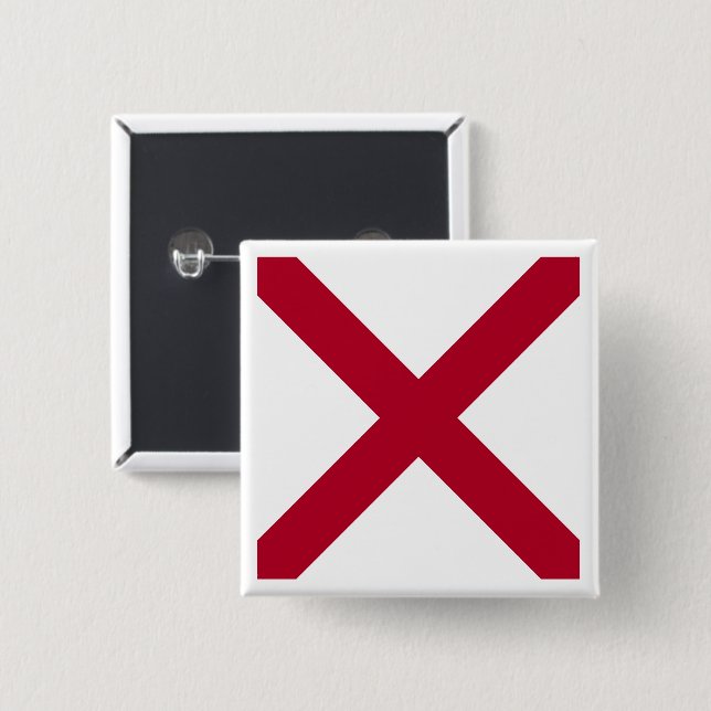 Alabama: St Andrew Crimson Kor Flagga Knapp (Framsida & baksida)