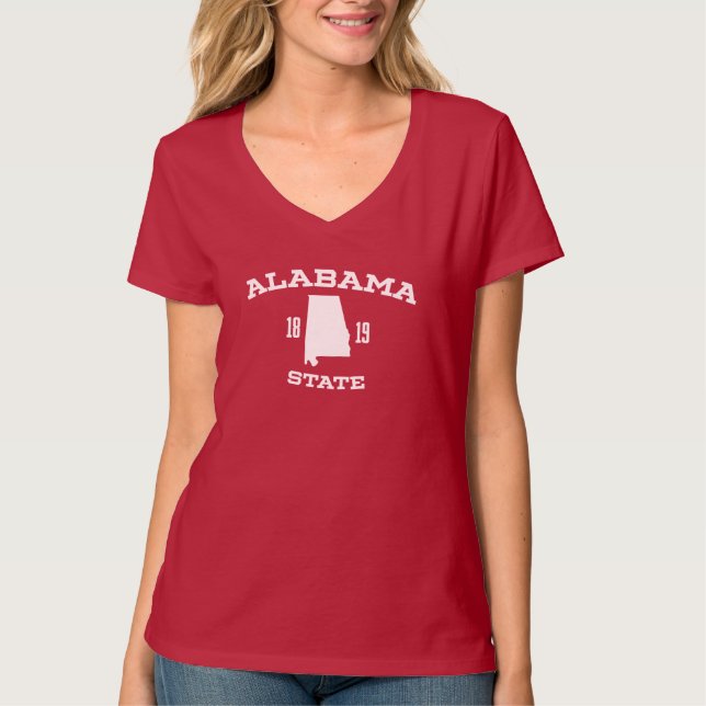 Alabama State 1819 Women's V-Nacke T-Shirt (Framsida)