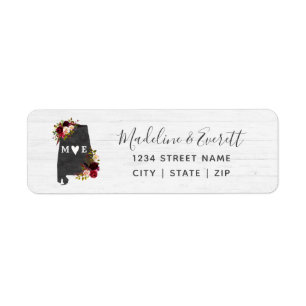 Alabama State Destination Wedding Returadress Etikett