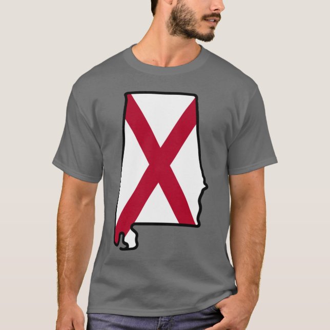 Alabama State Flag Background with Outline Oversiz T Shirt (Framsida)