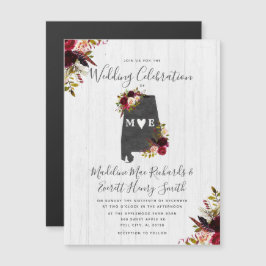 Alabama State Rustic Magnetic Wedding bjudande Magnetisk Inbjudningskort