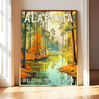 Alabama State Scenery Affisch Konsttryck, Retro Na