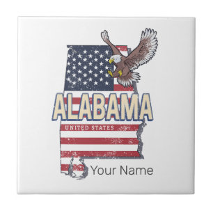 Alabama State United Stater Retro Karta Vintage US Kakelplatta