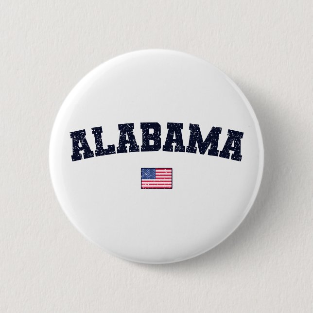 Alabama State USA flagga Vintage Distress Knapp (Framsida)