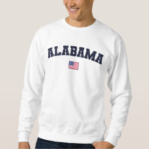 Alabama State USA flagga Vintage Distress Lång Ärmad Tröja
