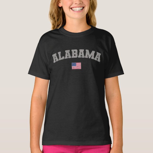 Alabama State USA flagga Vintage Distress T Shirt (Framsida)