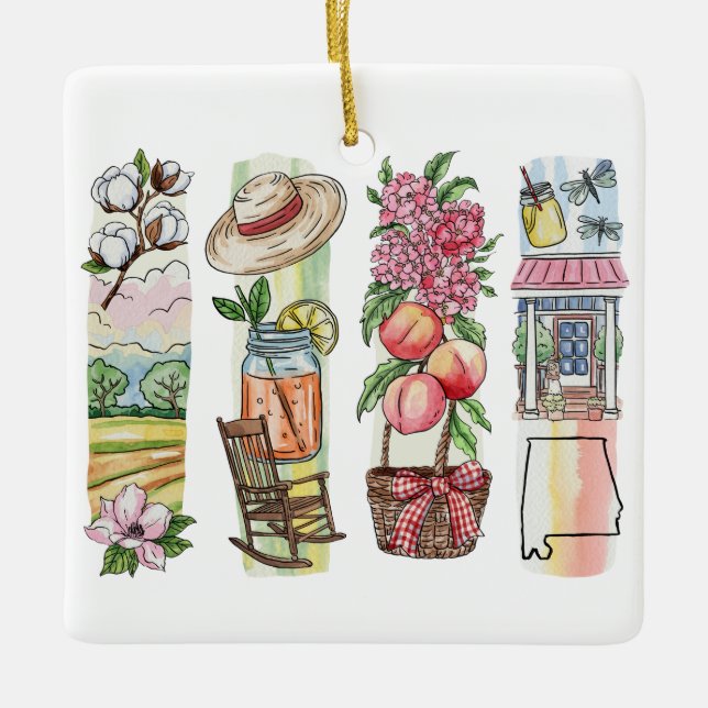 Alabama State Vattenfärg Jul Ornament – Sout (Framsida)