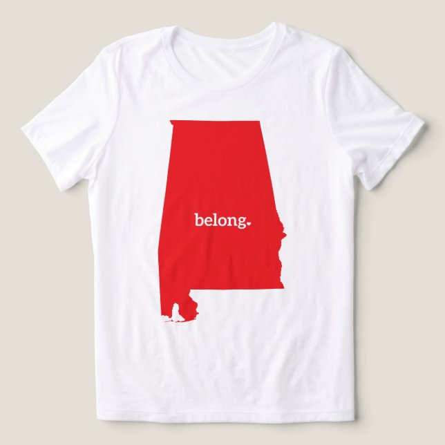 Alabama-staten Karta Belong T Shirt (Design Framsida)