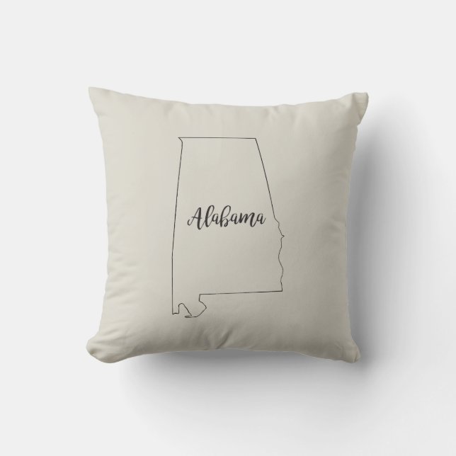 Alabama-staten Karta Dekorativ kudde (Framsida)