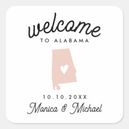 Alabama-staten Karta Destination Wedding - ANY FÄR Fyrkantigt Klistermärke