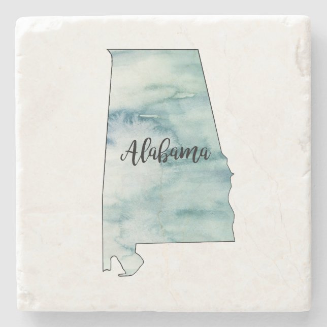 Alabama-staten Karta Marble Stone Underlägg (Framsidan)
