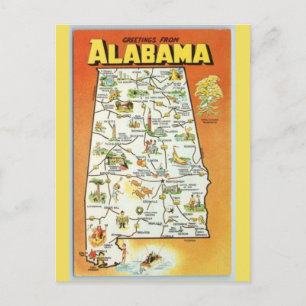 Alabama-staten Karta Vykort