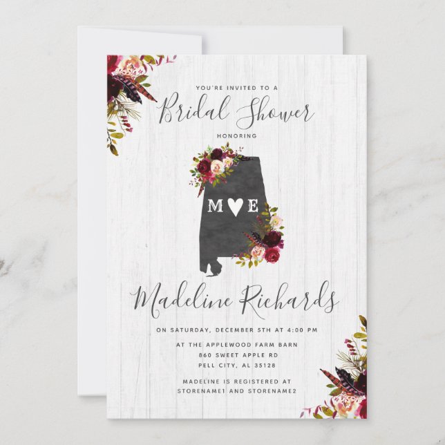 Alabama-statens destination Inbjudningskort för mö (Framsida)