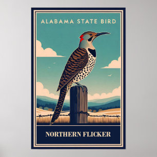 Alabama Statens Fågel - Nordlig Fläckig Hackspett Poster