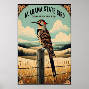 Alabama Statens Fågel - Nordlig Fläckig Hackspett Poster