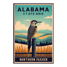 Alabama Statens Fågel - Nordlig Guldvivel Vintage