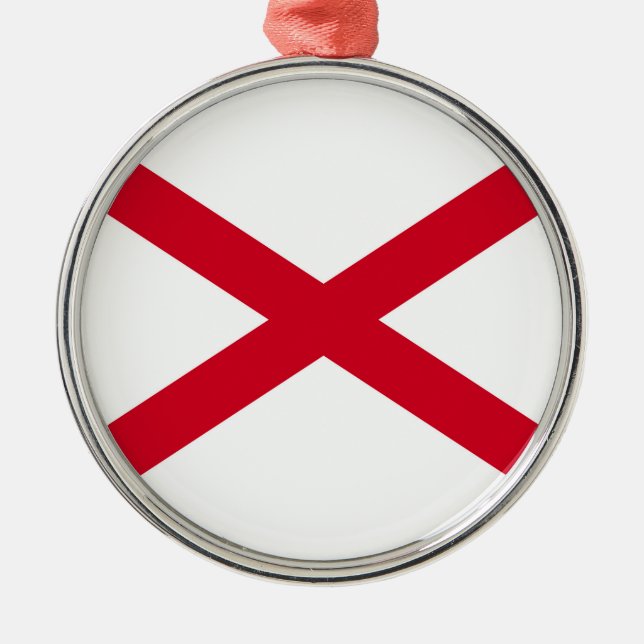 Alabama Statlig flagga Design Decor Julgransprydnad Metall (Framsidan)