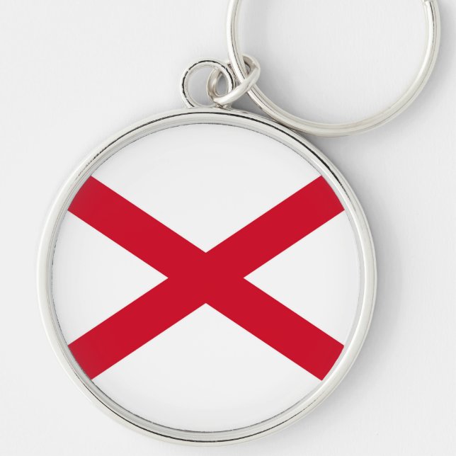 Alabama Statlig flagga Design Decor Rund Silverfärgad Nyckelring (Framsidan)