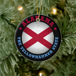 ALABAMA STATLIG FLAGGA JULGRANSPRYDNAD KERAMIK