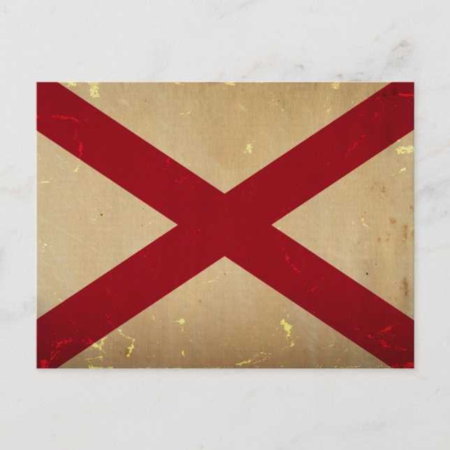 Alabama Statlig flagga VINTAGE. Vykort (Framsida)