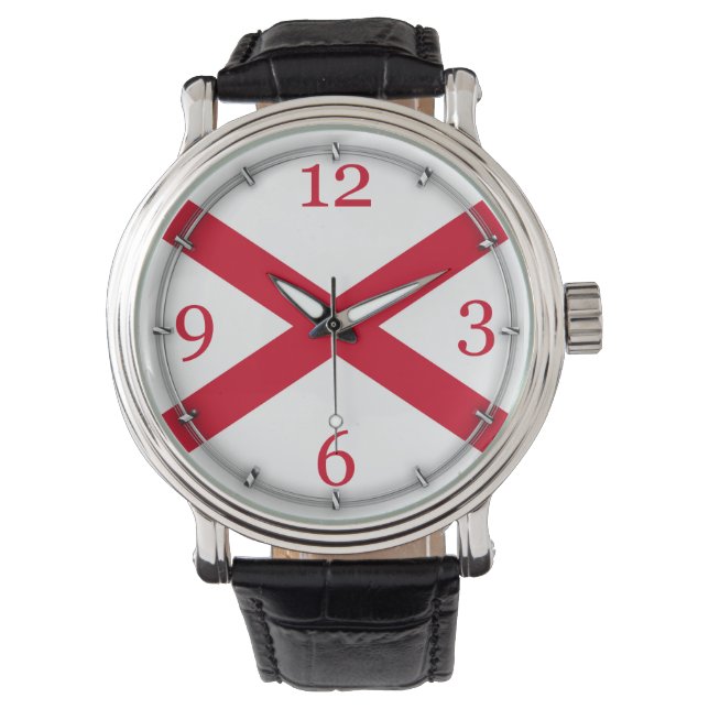 Alabama Statlig flagga Watch Design Armbandsur (Framsida)