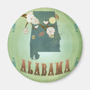 Alabama statlig karta - grönt magnet
