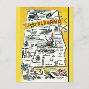 Alabama statlig kartavykort vykort