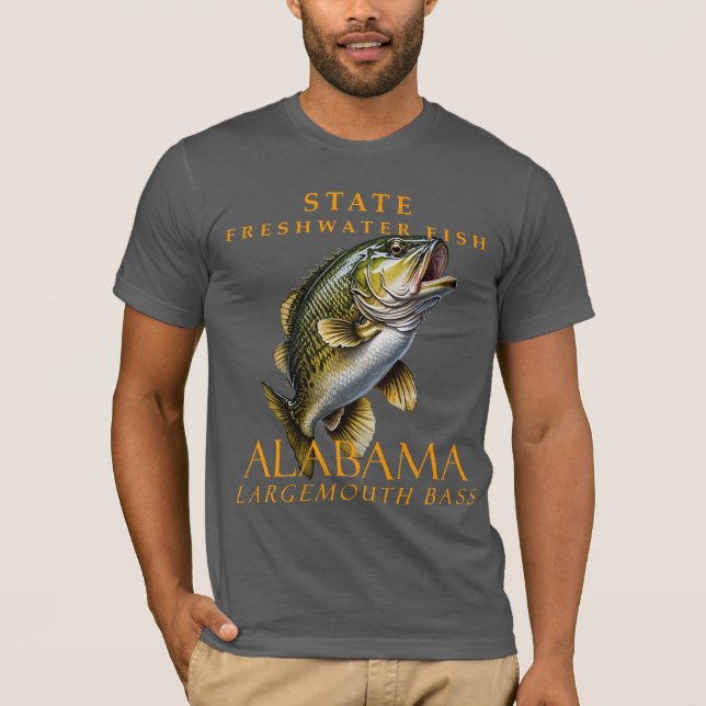 Alabama Territory Freshwater Fish the Spoted Bass T Shirt (Framsida)