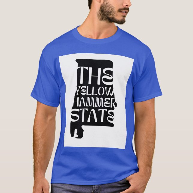 Alabama The Yellow Hammer State Nickname AL Outlin T Shirt (Framsida)
