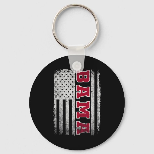 Alabama Throwback Patriotic Flag Design For Men Wo Nyckelring (Framsida)