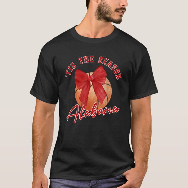 Alabama Tis Season Vintage Basketball Coquette T Shirt (Framsida)