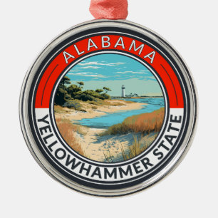 Alabama Travel Art Badge Julgransprydnad Metall