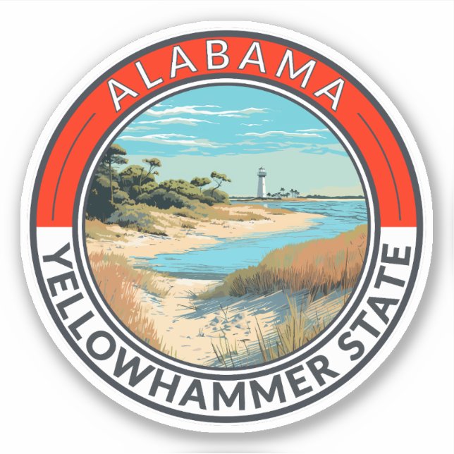 Alabama Travel Art Badge Klistermärken (Framsida)
