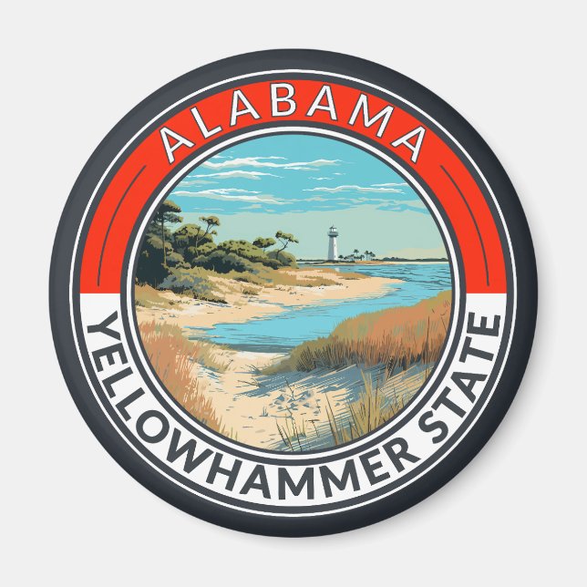 Alabama Travel Art Badge Magnet (Framsidan)