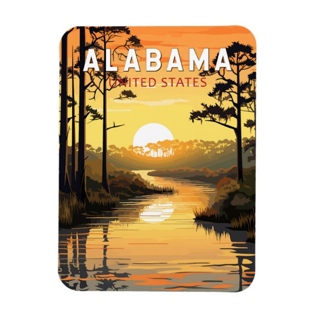 Alabama Travel Art Vintage Magnet (Vertikal)