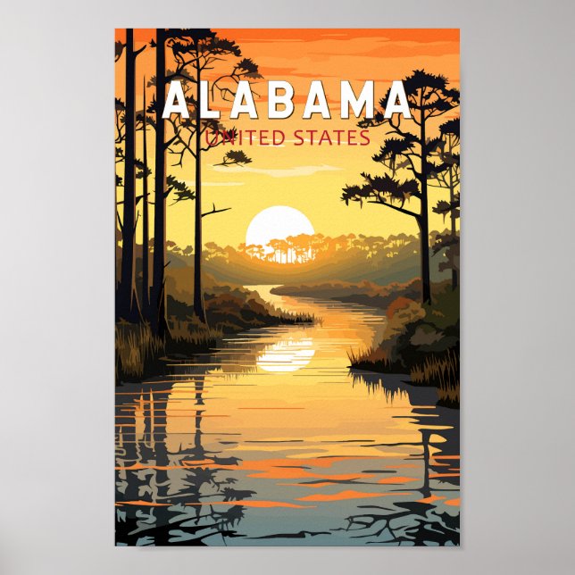 Alabama Travel Art Vintage Poster (Framsidan)