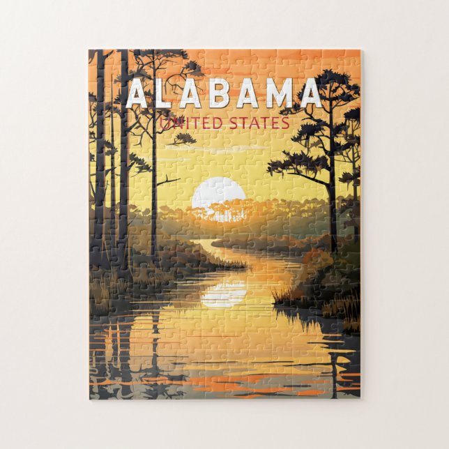Alabama Travel Art Vintage Pussel (Vertikal)